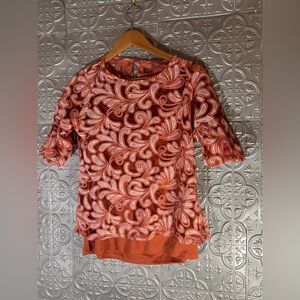 Ny collection Pink Salmon Orange Lace Blouse Matching Camisole business office